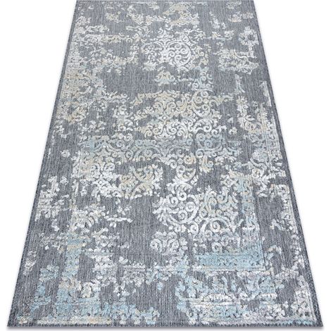 Teppich Strukturell SOLE D3812 Ornament flach gewebt grau / beige grey 200x290 cm