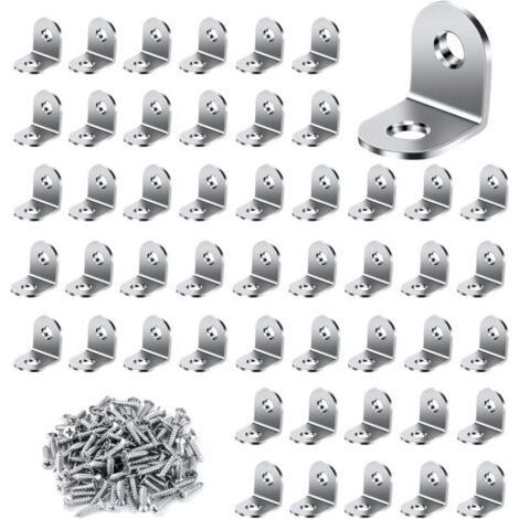 Set of 50 metal brackets 20x20mm, 100 screws Brackets for furniture fixing, stainless steel (1/5)