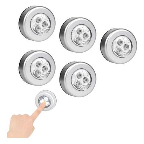 5pcs Lampe Spot Autocollant Éclairage,Lampe Spot LED Autocollant,Lampe Adhésive LED,Spots Lampe LED Sans Fil,Veilleuses Lampe LED,Lampe Autocollante à Piles,pour Placard,Passage(Sans Batterie) [Classe (1/5)