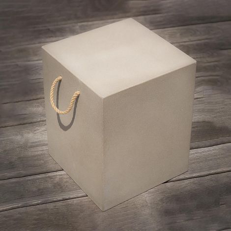 CUBIX - Tabouret en Résine Finition Béton - Gris Clair - Design Moderne et Résistant - Idéal pour Salon ou Terrasse