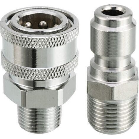 Kit adaptateur à connexion rapide pour nettoyeur haute pression – Filetage mâle 9,5 mm – Pression 5000 PSI – Laiton durable pour raccordement rapide (1/5)
