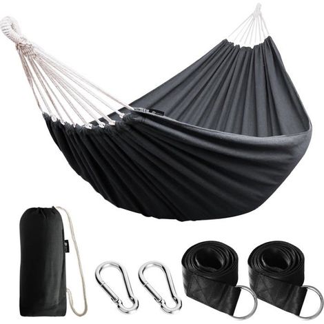 HOXILEELEO - Gris 200150cm-1pc-Hamac d'extérieur de Camping, en Plein air Portable en Toile, Léger avec Sangles respectueuses des Arbres, Sac (1/5)