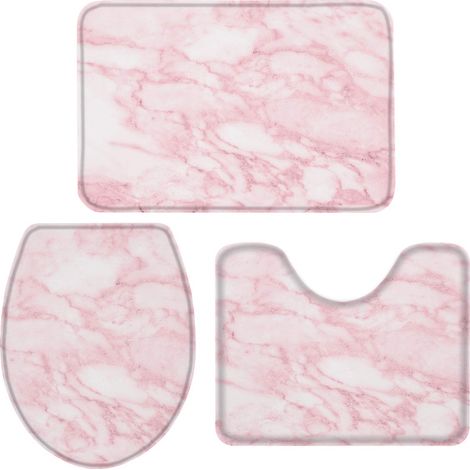 Tapis de bain lot de 3 rose pour salle de bain pour WC (1/5)