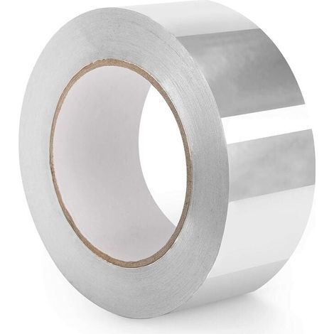 Cinta de aluminio - Cinta aislante térmica profesional - 5 cm x 50 m - Cinta adhesiva de aluminio de alta temperatura para reparaciones - Para sellar sistemas de ventilación y aire acondicionado (1/4)