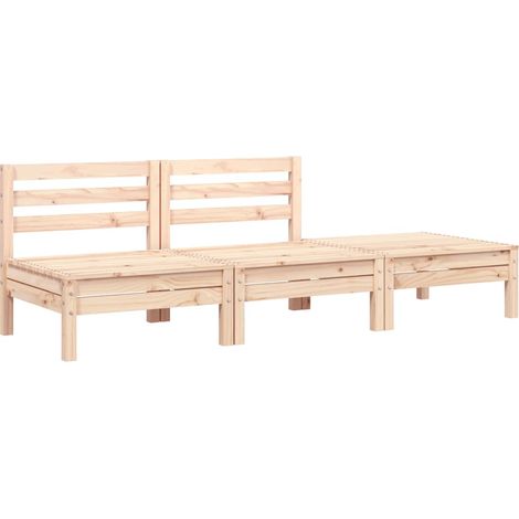 Garden Sofa  Natural Pine  Solid Pine Wood  3-Seater  Modular vidaXL