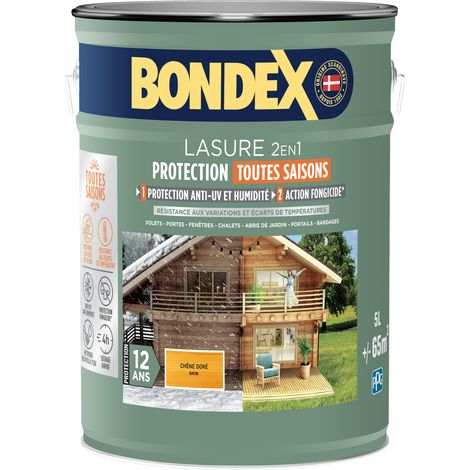 Lasure 2en1 Protection Toutes Saisons 12 ans - 5L - Chêne Doré - Bondex (1/2)