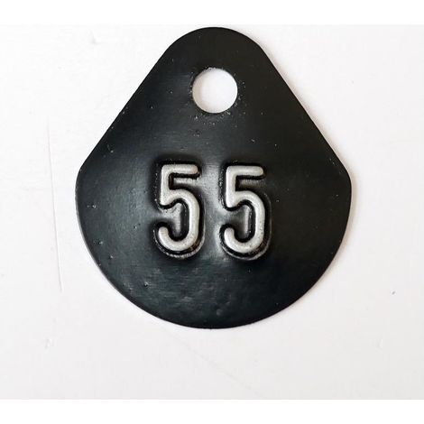 Chiffre goutte d'eau fond noir (à l'unité) estampé "55" en relief blanc hauteur d'écriture 11mm DERANCOURT