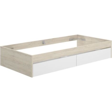 Structure de lit - LAGO - 2 tiroirs - 90 x 190 cm - Blanc / Chene (1/5)