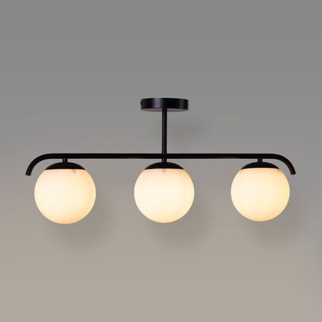 Lámpara De Techo Triple Bolas Cristal "TALÍ" - 3xE27 - Negro