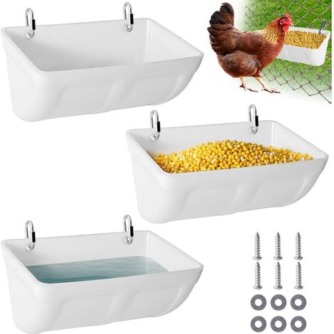Chicken feeder, hanging waterer for poultry fencing without waste, bucket for feed and water container for chickens, ducks, sheep, piglets, supplies for (1/4)