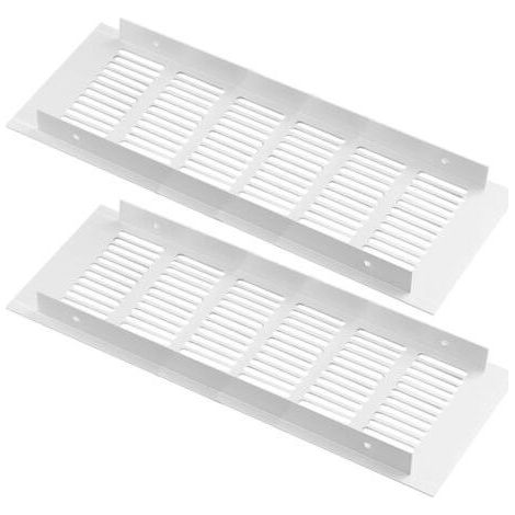 2 x weißes, rechteckiges Lüftungsgitter aus Aluminium für Küchenschrank, Schuhschrank und Kleiderschrank, 100 mm x 250 mm (1/5)
