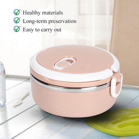 Cette boîte à lunch isotherme portable est fabriquée en acier inoxydable 304 et est parfaite pour une utilisation à l'école - rose. (1/4)