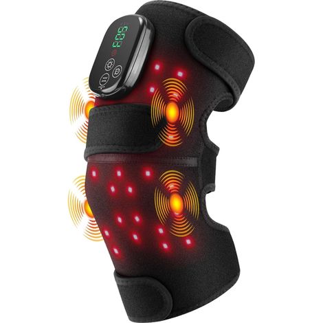 Appareil de massage sans fil pour genoux - Coussin chauffant pour épaules et coudes avec batterie de 5000 mAh - Chauffage infrarouge - Appareil de massage vibrant pour articulations gonflées et (1/5)