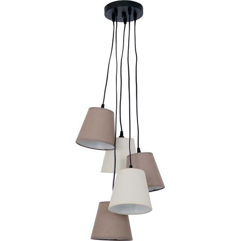 Pendelleuchte Hängelampe Deckenleuchte Esszimmerlampe 5-Flammig Beige Textil (1/5)