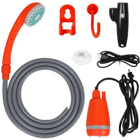 Douche portable électrique - Rechargeable USB - Batterie au lithium - Débit 3 L/min - Longueur tuyau 2 m (1/3)