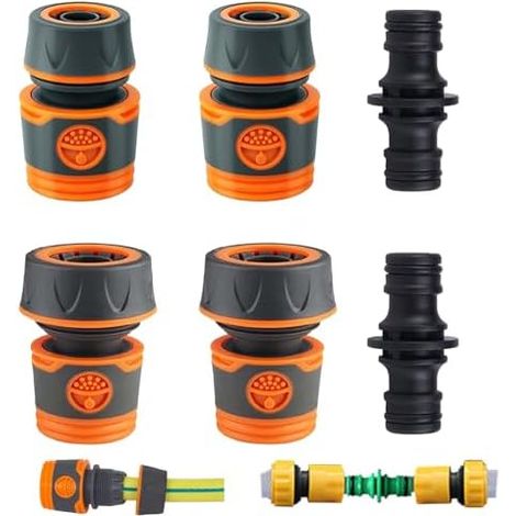 6 Pièces Connecteur Tuyau Arrosage, Raccord d'Arrosage 19mm 25 mm, 1/2 in Rapide Arrosage 3/4 Adaptateur Robinet Double - (1/5)
