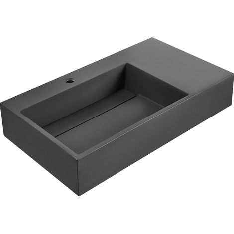 Hängewaschbecken CUSCO 75 x 43 cm Mineralguss Schwarz
