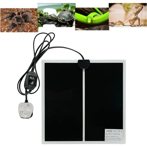 (14 po L, 11 x 11 po) Tapis chauffant pour reptiles, coussin chauffant avec réglage de la température pour reptiles, tortues, serpents, lézards, geck (1/5)