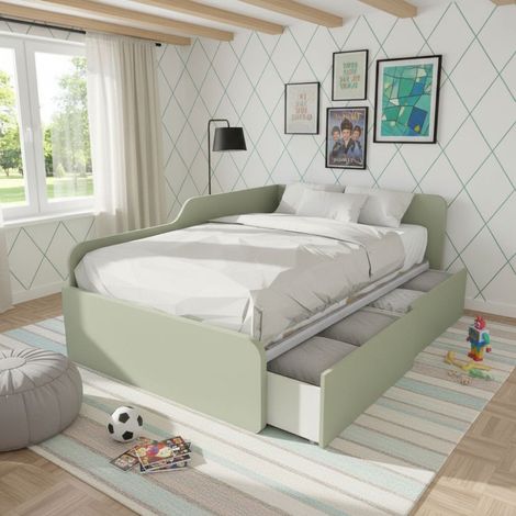 Divano letto singolo 120x190 con cassettoni - Ideale per camerette - Salvia (1/5)