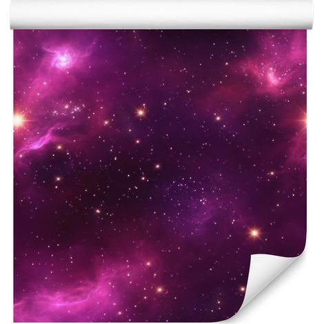 Papel pintado de galaxia en acuarela, color ciruela y burdeos, para salón y dormitorio, 50x1000 mm. (1/5)