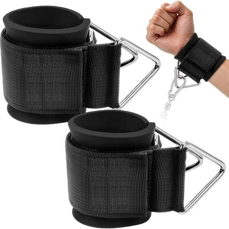 Sangles de Poignet Rembourrées en Néoprène Sangle de Cheville Réglable Gymnastique avec Anneaux Métalliques Triangulaires pour Fitness, Sport, Gym, Exercice, Tirage (1/5)