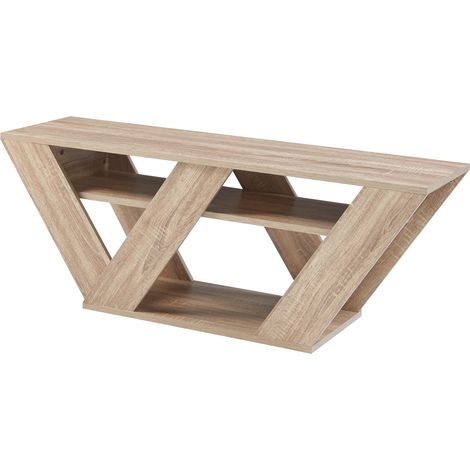 Mueble de TV para salón estantería con 2 baldas tablero de partículas 110 x 30 x 40 cm efecto roble 030010084
