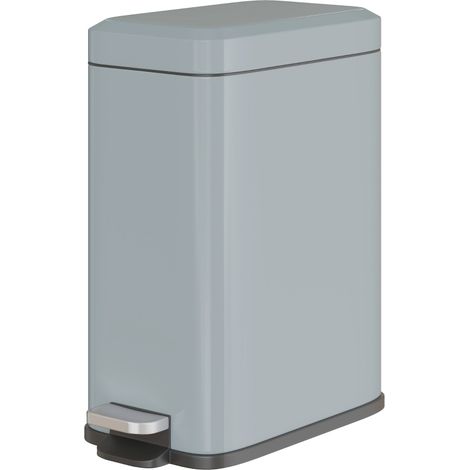 Poubelle en métal, capacité de 5 litres, avec pédale et seau intérieur, grise (1/5)