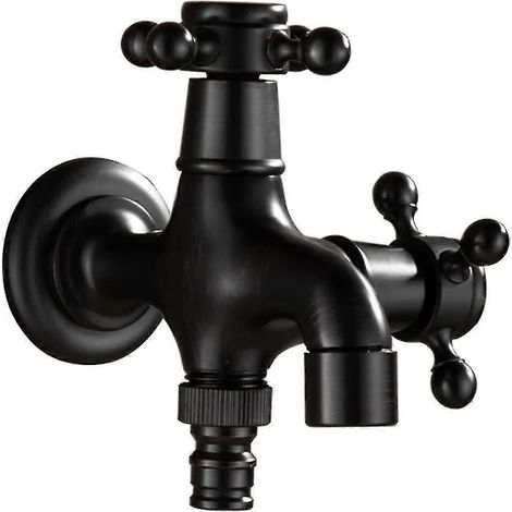 Robinet extérieur en laiton massif, finition noire moderne et laiton antique, robinet mural simple pour tuyau d'arrosage (eau froide) pour UE, AU et CA (1/5)