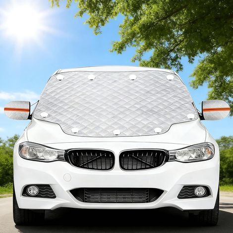 Car Windshield Snow Cover with 9 Magnets and 2 Tie Straps for Car, SUV and Van, Protects Against Snow, Ice, Frost, Snow (1/5)