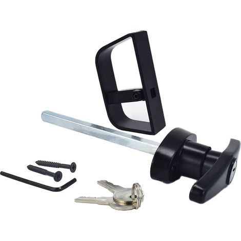 Garage Door Lock Black 115mm Tree T Handle Lock Kit Shed Door Lock for Chicken Coop Locks etc. (1/5)