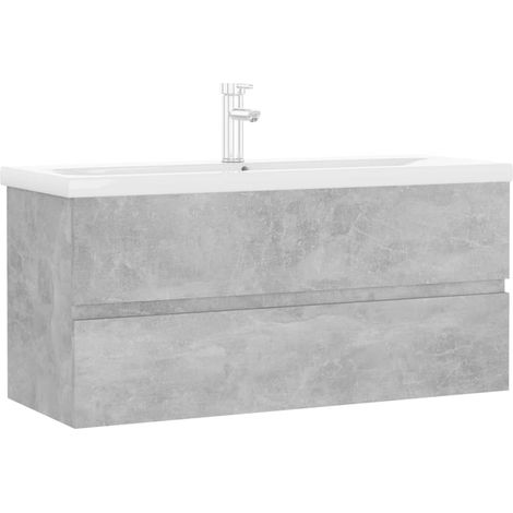 Sink Cabinet with Built-in Basin Concrete Grey Engineered Wood vidaXL