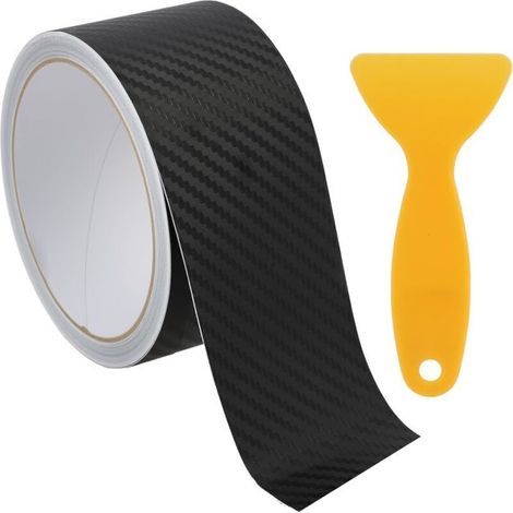 Protecteur de seuil de Garde de Porte de Voiture Carbone 5cm x 10m, Film Carbone Voiture Autocollant Durable pour Protection Portière et Pare-Chocs, Idéal pour SUV et Berlines