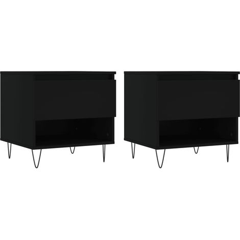 Set di 2 comodini con cassetto 50 x 46 x 50 cm in legno ingegnerizzato nero e metallo DEC040415
