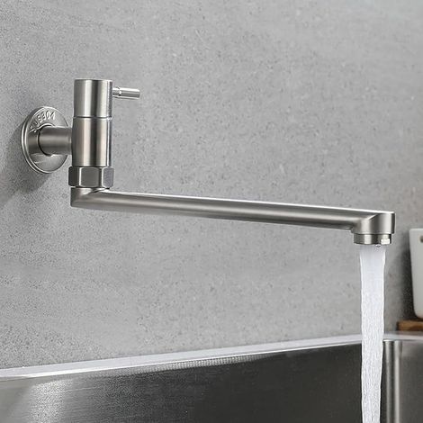 Robinet d'eau froide rotatif mural moderne en acier inoxydable pour cuisine bar évier (1/5)