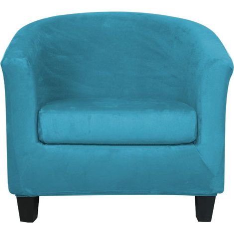 Set of 2 chair covers with stretch velvet cushion covers for armchairs, dining room, living room, office, reception, cafe, bar, counter (deep blue) (1/5)