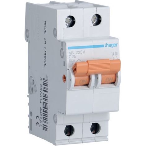 HAGER MN225V  Interruptor automático MN 2P 25A curva C