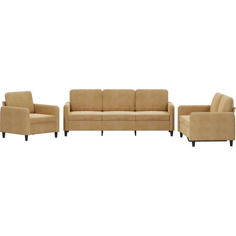 vidaXL Set di Divani 3 pz Marrone in Velluto (1/5)