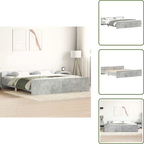 The Living Store Cadre de lit sans matelas gris béton 180x200 cm - Cadre De Lit - Lit Deux Personnes - Lit Double - Lit Gris - Lit Design (1/5)