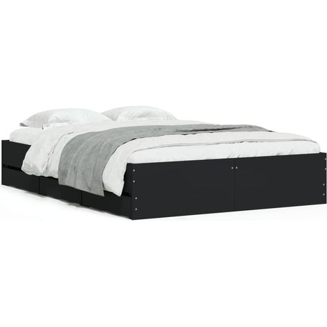 Bettgestell mit Schubladen schwarz 120x190 cm aus Spanplatte