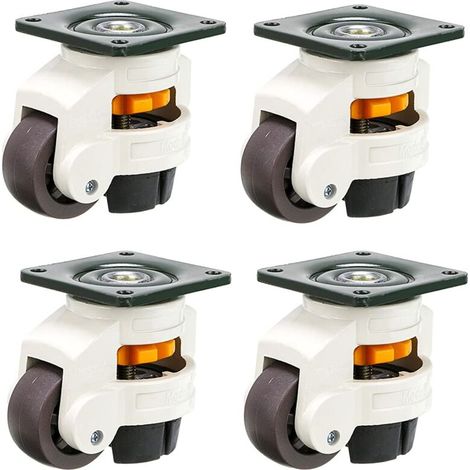 4 rotelle per mobili, girevoli, retrattili e livellabili da 60°, realizzate in lega di nylon e alluminio, portata 250 kg per rotella - Crezuo