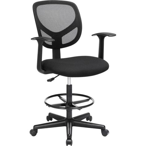 Fauteuil de bureau siège ergonomique tabouret avec repose-pieds réglable en hauteur pivotant sur 360° pour bureau debout noir (1/5)