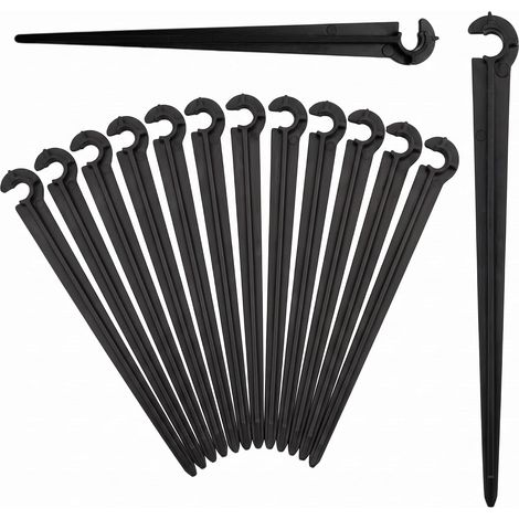 Piquet De Support pour Tuyau D'Irrigation Goutte À Goutte 4/7mm, 11cm  Lot de 100 piquets de fixation en plastique PE robuste pour tuyau 4/7mm. Ancrage stable maintenant les tuyaux hors sol. (1/5)