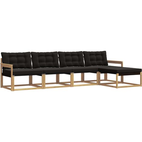 Set di divani da esterno con cuscino 5 pcs Bianco e Nero vidaXL (1/5)
