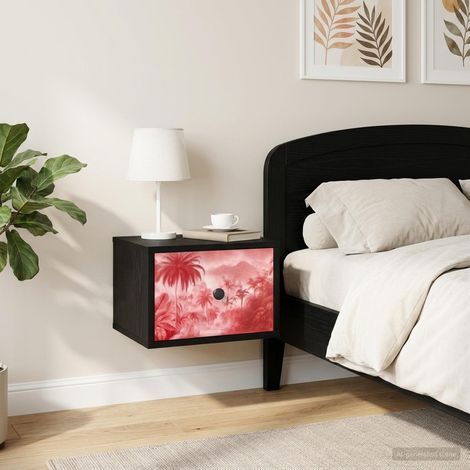 vidaXL Mesita de noche de pared AACHEN Roble Negro 36 x 33 x 25 cm (1/5)