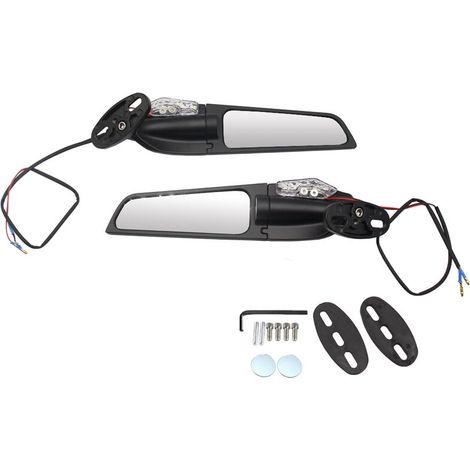 2 espejos retrovisores universales giratorios de 90° con luces de giro para motocicleta. (1/5)