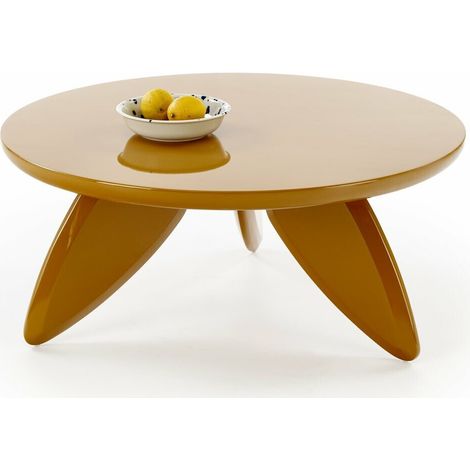 Mesa de centro Houston 1941, Amarillo, 36x0x0cm, Diámetro: 80, MDF, Redonda