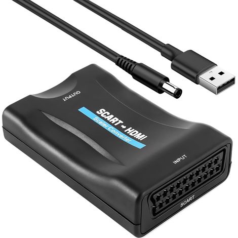 Adaptateur Péritel vers HDMI - 1 Unité - Plastique - Conversion 720p 1080p - Console DVD TV - Noir (1/5)