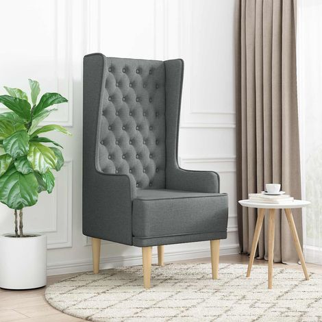 vidaXL Chaise à dossier haut avec boutons capitonnés Gris foncé Tissu (1/5)