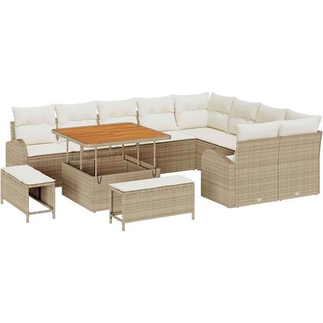 Maison Exclusive - Set Divano da Giardino con cuscino 12 pcs Beige e Crema