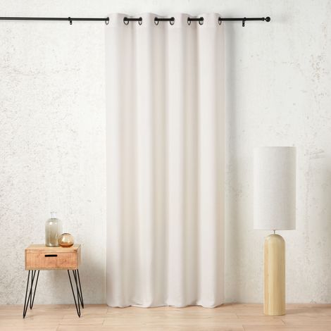 Rideau tamisant à œillets polylin satin Blanc 145x260 cm